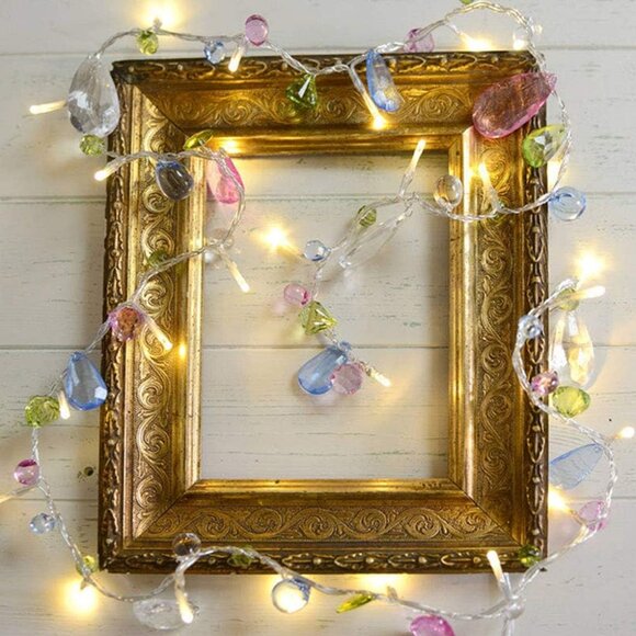 NEW Bohemian Fairy Gem Crystal-Cut LED Remote String Lights Wall Dorm Boho Decor - Picture 4 of 12